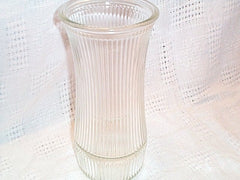 Hoosier clear glass vase, small straight ridges